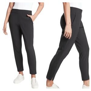 Athleta Brooklyn Ankle Pant Knit Panels Slim Leg Black Jogger Size 14 Sporty
